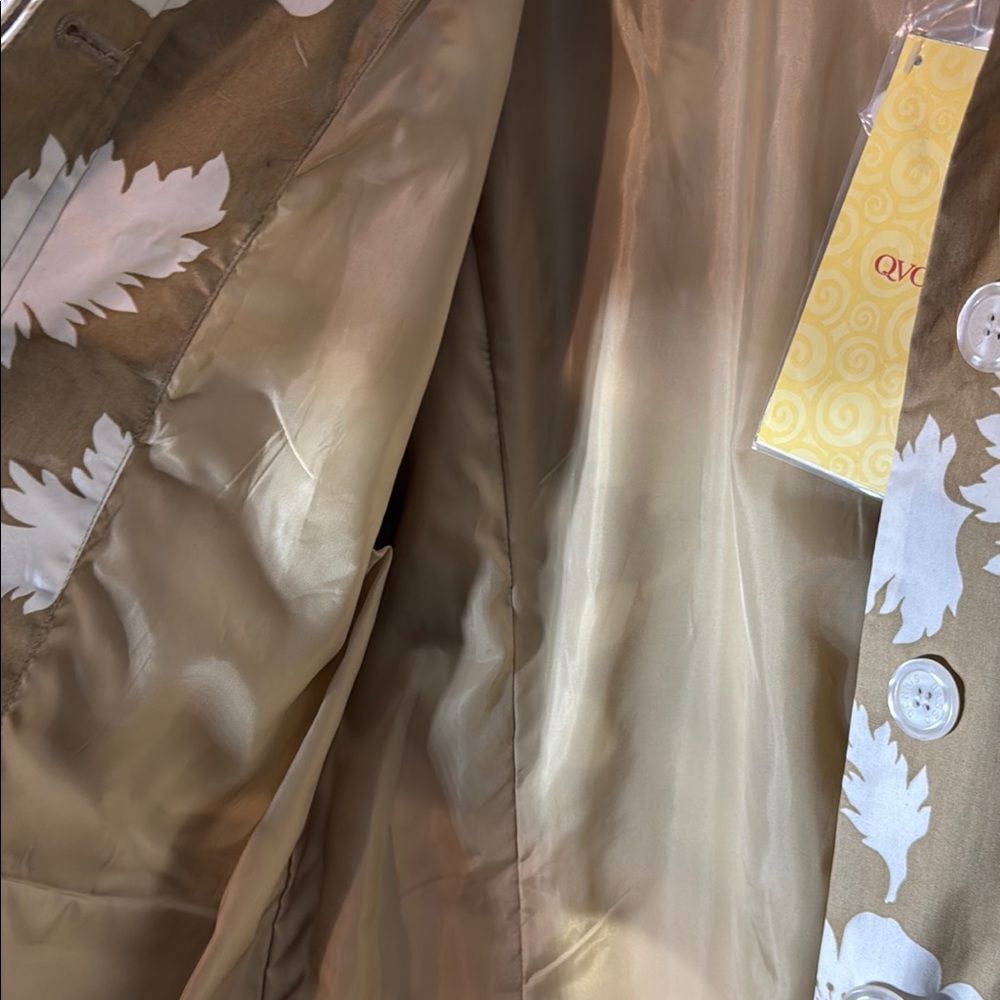 Dennis Basso Tan and White Blazer Lightweight Suit Jacket - Picture 8 of 12